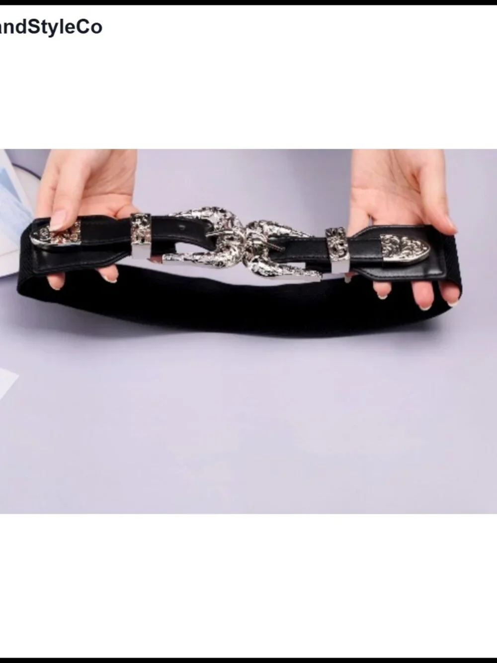 Leather Belt Women Vintage Western Double Buckle Adjustable Waistband